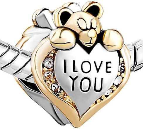 كرييشن توب دلايات باندورا مطلية بالفضة لأي سوار اوروبي بعبارة I Love You Heart Care Bear, ذهبي, ان ايه in Kuwait