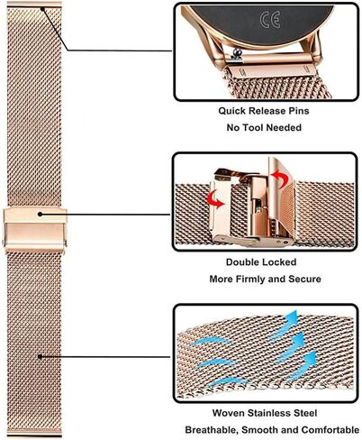 JBR Straight Universal Stainless Steel Mesh Milan Watch Band Quick Release Adjustable Duty End Bracelet Watch Strap14/16/18/20/22/24mm in Kuwait