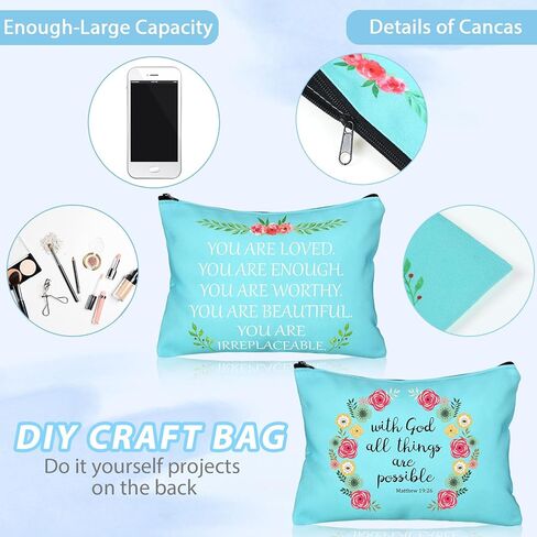 Cunno 24 Pcs Inspirational Makeup Bag Christmas Bulk Gift for Women You Are Loved Motivational Quotes Cosmetic Bags Purse Pouch Appreciation Toiletry Bag Multicolor(Bright Color) in Saudi Arabia