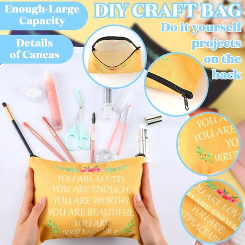 Cunno 24 Pcs Inspirational Makeup Bag Christmas Bulk Gift for Women You Are Loved Motivational Quotes Cosmetic Bags Purse Pouch Appreciation Toiletry Bag Multicolor(Bright Color) in Saudi Arabia
