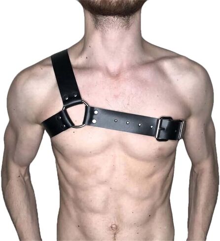 MEACOBRY Men's Harness Belt Adjustable Buckle Shoulder Strap Chest Harness Exotic Apparel Male Corset in Saudi Arabia