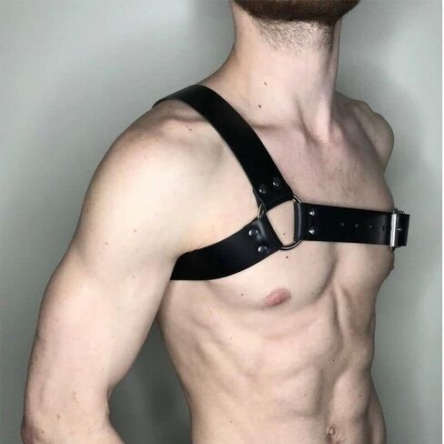 MEACOBRY Men's Harness Belt Adjustable Buckle Shoulder Strap Chest Harness Exotic Apparel Male Corset in Saudi Arabia