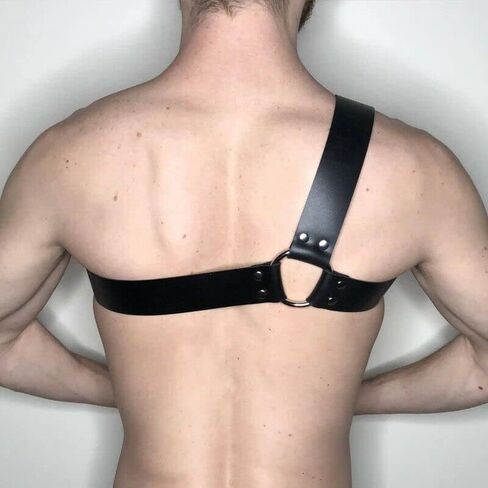 MEACOBRY Men's Harness Belt Adjustable Buckle Shoulder Strap Chest Harness Exotic Apparel Male Corset in Saudi Arabia
