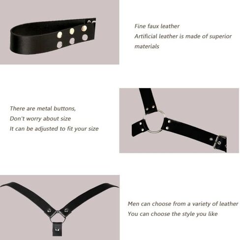 MEACOBRY Men's Harness Belt Adjustable Buckle Shoulder Strap Chest Harness Exotic Apparel Male Corset in Saudi Arabia