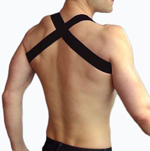 MEACOBRY Men's Harness Belt Adjustable Buckle Shoulder Strap Chest Harness Exotic Apparel Male Corset in Saudi Arabia