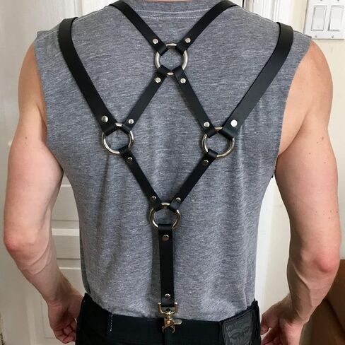 MEACOBRY Men's Harness Belt Adjustable Buckle Shoulder Strap Chest Harness Exotic Apparel Male Corset in Saudi Arabia