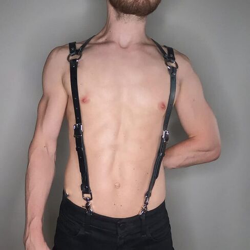 MEACOBRY Men's Harness Belt Adjustable Buckle Shoulder Strap Chest Harness Exotic Apparel Male Corset in Saudi Arabia