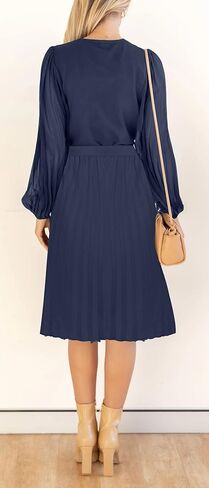 فستان نسائي صيفي قصير بأكمام طويلة موضة 2023 ملفوف بياقة على شكل V وحزام ومطوي فساتين زفاف قصيرة للضيوف in Kuwait