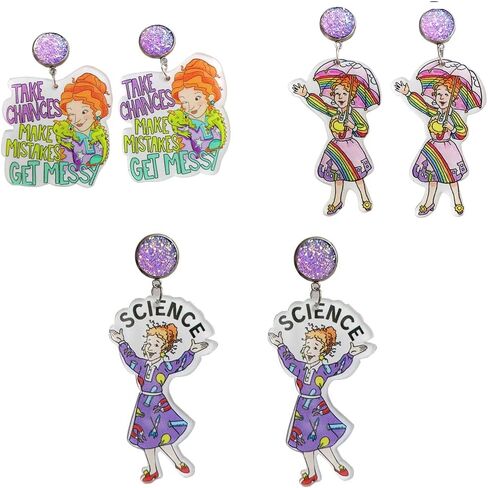 Teacher Student Dangle Earrings Acrylic Cute Crayons Rainbow book Earrings for Women Girls Back to School Gradution Reading Events Jewelry for Teacher-3 pairs C, Acrylic in Saudi Arabia