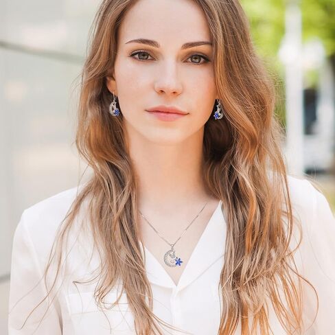 YL Hummingbird Earrings Sterling Silver Celtic Moon Flowers Dangle Drop Earrings Birthstone Leverback Jewelry for Women in Saudi Arabia
