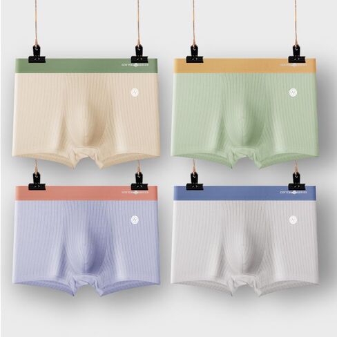4 Pcs Men's Boxer Briefs, Mens Underwear Breathable Underwear, Multi-Pack, Cotton Mens Boxer Briefs Underwear for Men in Saudi Arabia