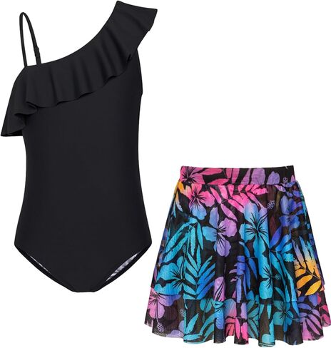 GRACE KARIN Girls Swimsuit with Skirt One Piece Bathing Suit Swimwear 6-14Y in Kuwait