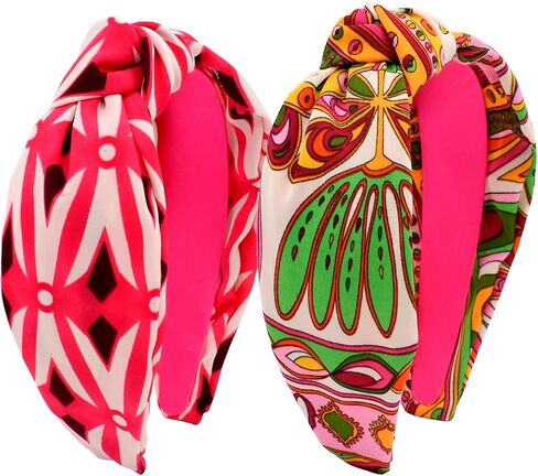 BEGOOD Headband for Women Womens Fashion Headband Wide Headbands Top Knot Hairband Designer Headbands Turban Hair Accessories for Girls 2Pcs Pink Tropical and Braided in Saudi Arabia