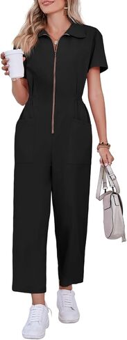 Tongmingyun Womens Cotton Capris Jumpsuits Loose Stretchy High Waisted Casual Long Pants Rompers with Pockets in Saudi Arabia