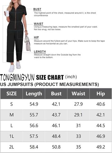 Tongmingyun Womens Cotton Capris Jumpsuits Loose Stretchy High Waisted Casual Long Pants Rompers with Pockets in Saudi Arabia
