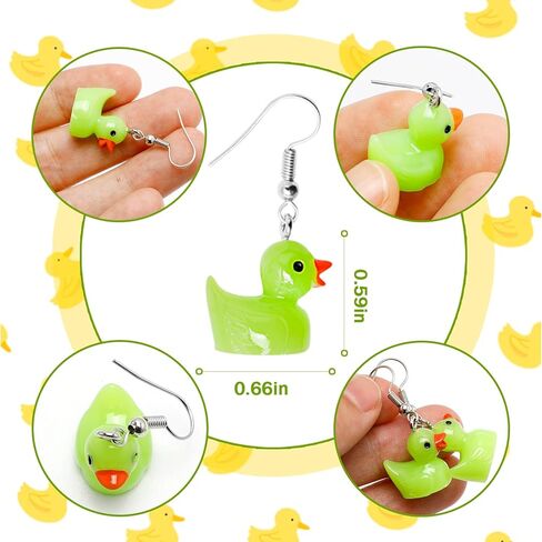 6 Pairs Rubber Duck Earrings for Women Girls Funny Ducky Earrings Resin Dangle Drop Earring Aesthetic Earring Jewelry Gifts in Kuwait
