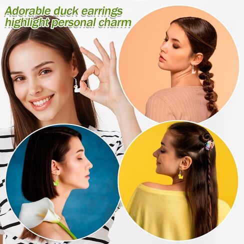 6 Pairs Rubber Duck Earrings for Women Girls Funny Ducky Earrings Resin Dangle Drop Earring Aesthetic Earring Jewelry Gifts in Kuwait
