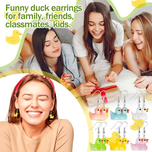 6 Pairs Rubber Duck Earrings for Women Girls Funny Ducky Earrings Resin Dangle Drop Earring Aesthetic Earring Jewelry Gifts in Kuwait