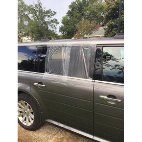 Window Plastic Film (FBA) – 12 Feet XL Roll of Plastic for Windows – 17.5 Inch Wide Car Tape for Broken Windows – Waterproof, No Sticky Residue – Easy DIY Installation