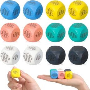 12 Pcs Conversation Ice Breaking Cubes Social Emotional Learning Activities Social Emotional Dice Wood Conversation Cube for Kids Adult Classroom Family Couple (Conversation)