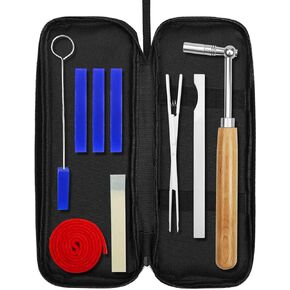 10 PCS Piano Tuning Kit Professional Piano Tuner Hammer Mute Tools Piano Tuning Wrench with Case for Tuning Beginner, Professional Tuner