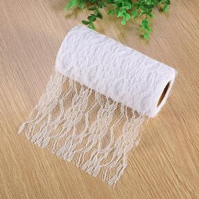 Vintage Lace Roll,Floral Lace Ribbon,for Tutu Skirt Fabric,Table Runner Chair Sash,DIY Wedding Party,Bridal Shower,Decorations Gift, Bow Craft (White)