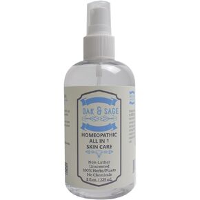OAK & SAGE Homeopathic All in 1 Skin Care - NonLather - Unscented - 8oz - 100% Herbs/Plants, No Alcohol, No Chemicals - for All Skin Types