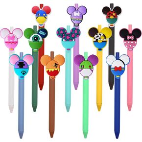 12 Pcs Cute Mouse Head Character Ears Pens Multi Color Pencil Nootbook Signature Office Desk Stationary Accessories for Student Teacher School Office Supplies