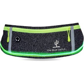 Reflective Running Light Belt with Zipper Pockets and USB Rechargeable, Night Safety Gear for Runners, Dog Walking Gear, Runners Reflective Belt Fits Women, Men, Kids, and Dogs