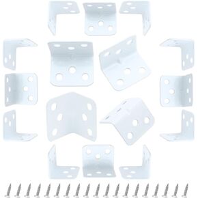 16 Pcs Heavy Duty Stainless Steel Corner Braces L Shape Brackets, 1 Inch Wide 90 Degree Joint Right Angle Bracket for Furniture Wood Cabinets Shelves (White)