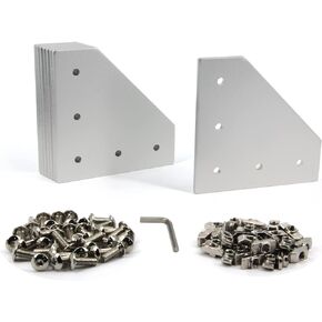 12PCS Corner Bracket Plate Outside Joining Plate for 2020 Series Aluminum Profile 3D Printer Frame (L-Black-2020)