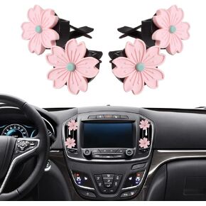 Car Decoration Flower Air Vent Clip Air Freshener Clip Car Interior Decor Charm Colorful Accessories for Girls Women (Pink)