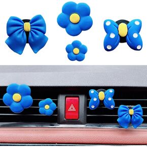 Car Air Fresheners Vent Clips 6 Pcs Cute Flower Car Accessories for Women Girls Pink Car Interior Aesthetic Car Air Conditioning Vents Decorations (2 Black,2 Pink,2 White)