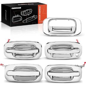 A-Premium Tailgate Bezel & Exterior Door Handles Compatible with Chevrolet Silverado 1500 04-06, Silverado 2500 2004, Silverado 3500 01-06 & GMC Sierra 1500 2500 3500, Pack of 5, Front and Rear