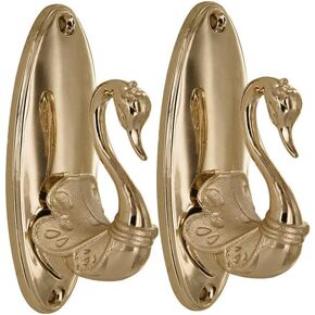Curtain Holdbacks Pair of Vintage Swan Style Drapery Tieback Hooks (Golden)