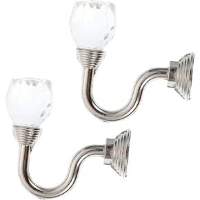 1 Pair Curtain Crystal Hook Tiebacks Hooks for Drapes Decorative Curtain Rods Crystal Curtain Holders Clear Curtain Rod Window Drapery Holdbacks Vintage Wall Hook Alloy