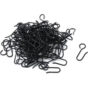 100PCS Metal Curtain Track Hooks Ceiling Hook S Shaped Drapery Wire Hooks for Bedroom Bathroom Living Room (Black)