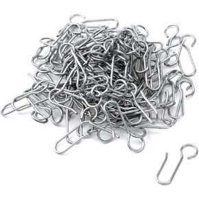 100PCS Metal Curtain Track Hooks Ceiling Hook S Shaped Drapery Wire Hooks for Bedroom Bathroom Living Room (Black)
