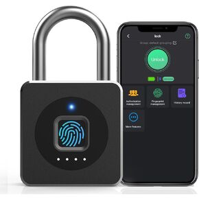 Pothunder Fingerprint Padlock, Fingerprint Lock with APP, Padlock with Keyless Biometric, Smart Padlock Waterproof Suitable for Gym, Locker, Gates, Fence and Storage