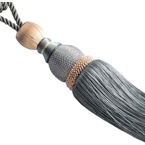 Suplove 1 Pair Beaded Tassels Curtain buckl Rope Tie Band Curtain Tieback (Beige)