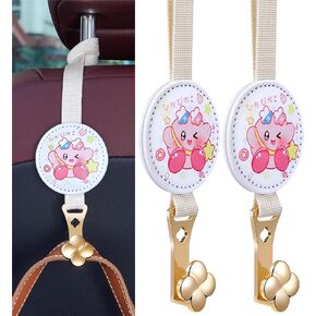 Akkya Car Headrest Hooks Holder Hanger for Purse Bags Grocery, Pink Cute Universal Car Seat Metal Hooks Clips Head Rest Organizer 2 Pack for Women Girls
