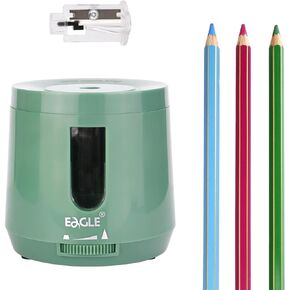 Eagle Pencil Sharpener-Battery/USB Operated, Electric Sharpener with High Capacity, Auto Stop Function, Adjustable Pencil Points-Perfect for Standard Pencils (Black)