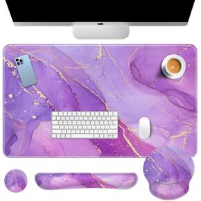 Bees Daisy Flower Desk Mat, Yellow Honey Kids Mouse Pad Set with Wrist Support, 4-in-1 Large Mousepad+Keyboard Wrist Rest+Mouse Wrist Rest+Coaster with Ergonomic Design, Non-Slip Mat in Saudi Arabia