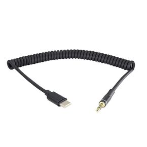 USB C to 3.5 mm Aux Cord Coiled Cable Type C to 3.5mm Male Headphone Car Stereo Audio Jack Cable Compatible for Sam-Sung Gal-axy/No-te 20/10 Plus, IP-ad Pro 2018,Black [3.3ft/1m]