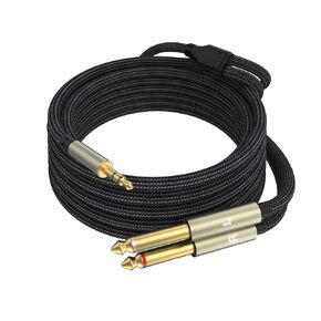 10FT-3.5mm 1/8 TRS to Dual 6.35mm 1/4 TS Mono Breakout Cable Y Splitter Stereo Cord Adapter Compatible with iPhone, iPod, Computer Sound Card, CD Player, Multimedia Speaker, Home Stereo System