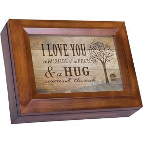 Cottage Garden Love You Bushel and a Peck Walnut Wood Finish Jewelry Music Box Plays Waltz of The Flowers