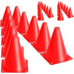 30 Packs 9 Inch Sports Training Cones, Traffic Cones with Rounded Edges for Safety, Soccer, Football, Basketball Coaching, Agility, Drill Training, Field Marker Cones,Red