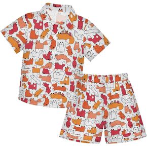 visesunny Toddler Little Boys Short Sleeve T-Shirt Beach Shirts for Kids Printed Casual Shorts Set Summer Clothes Outfits