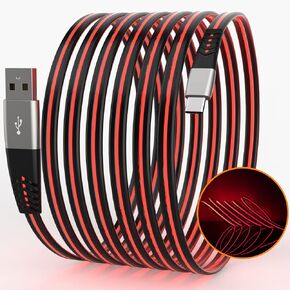 كابل شحن USB C LED، كابل شحن سريع من النوع C بطول 6FT 3A مع مزامنة البيانات، متوافق مع Samsung وMoto وLG والمزيد (أرجواني)