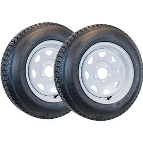 eCustomrim 2-Pack Trailer Tire On Rim ST175/80D13 175/80 D 13 LRB 5 Lug White Spoke Wheel - 2 Year Warranty w/Free Roadside